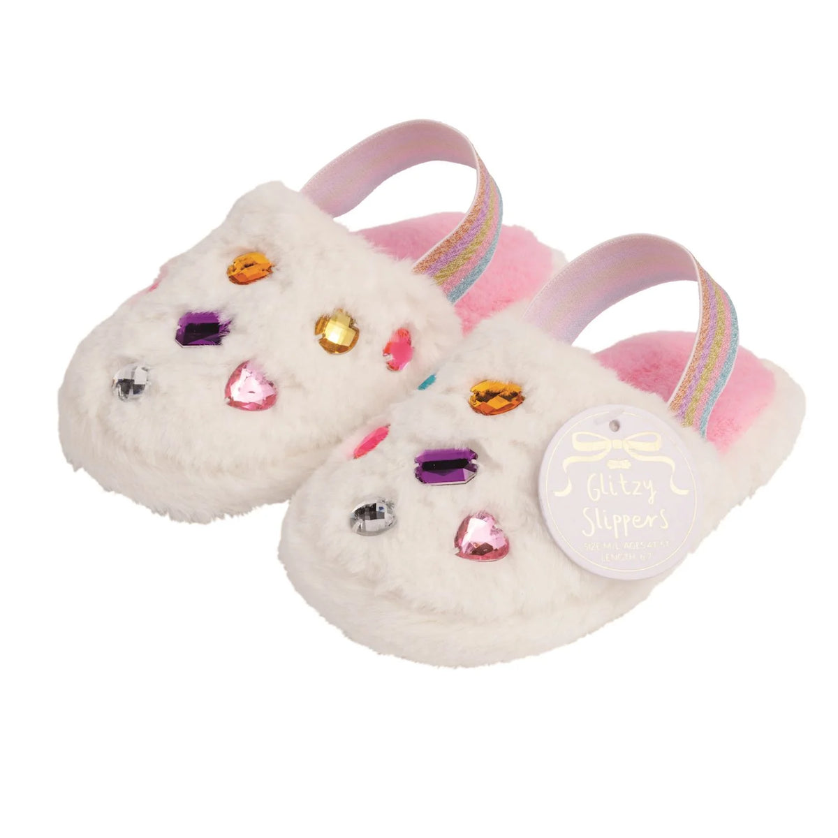 Glitzy Rhinestone Slippers- White