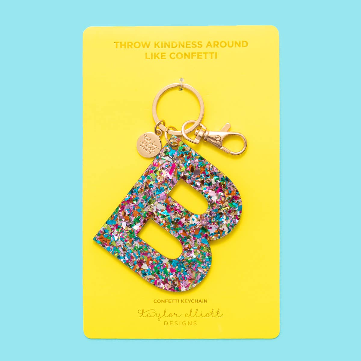 Keychain - Letters A - Z - Colorful Confetti - Each