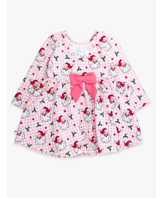 Pink Santa Joy Knit Long Sleeve Twirl Dress
