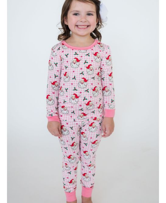Dear Santa Pink Toddler Ruffle Long Sleeve Pajama Set
