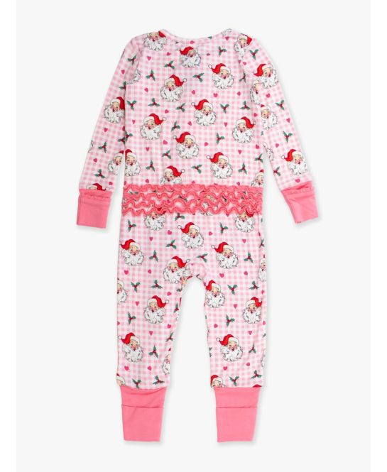 Dear Santa Pink Ruffle One Piece Convertible Pajamas