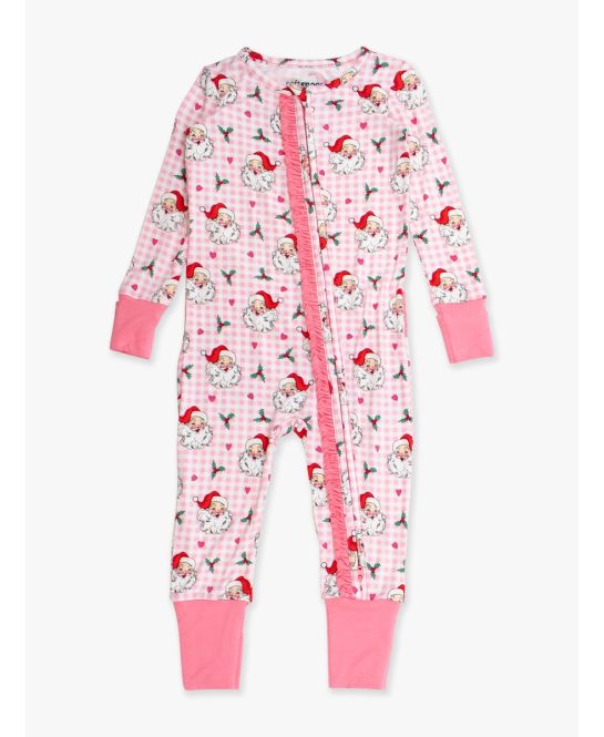 Dear Santa Pink Ruffle One Piece Convertible Pajamas