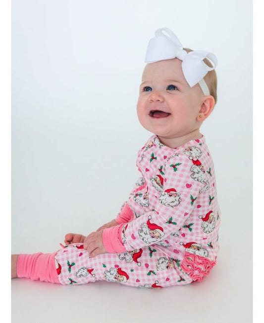 Dear Santa Pink Ruffle One Piece Convertible Pajamas