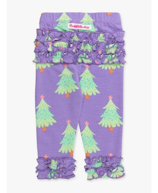 Purple Twinkling Trees Ruffle Leggings