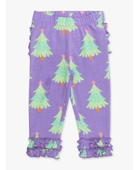 Purple Twinkling Trees Ruffle Leggings