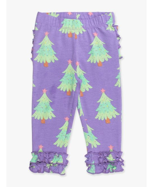 Purple Twinkling Trees Ruffle Leggings