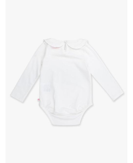 White Knit L/S Ruffle Peter Pan Bodysuit