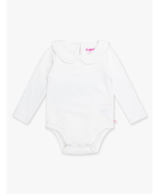 White Knit L/S Ruffle Peter Pan Bodysuit