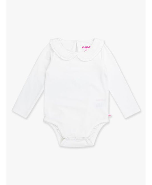 White Knit L/S Ruffle Peter Pan Bodysuit