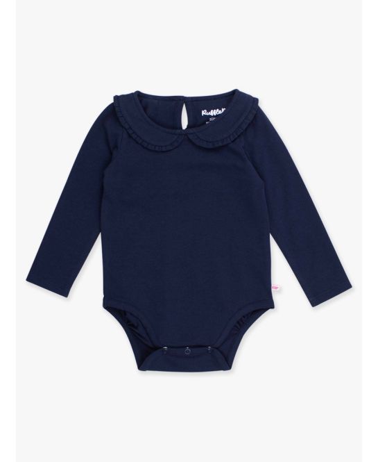 Dark Navy Knit L/S Ruffle Peter Pan Bodysuit