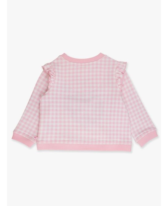 Dear Santa Pink Gingham Applique Flutter Sweatshirt