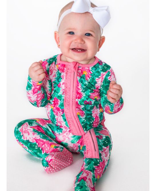 Pink Jolly Grove Ruffle Footie