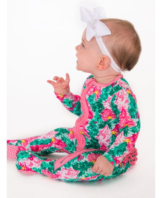 Pink Jolly Grove Ruffle Footie