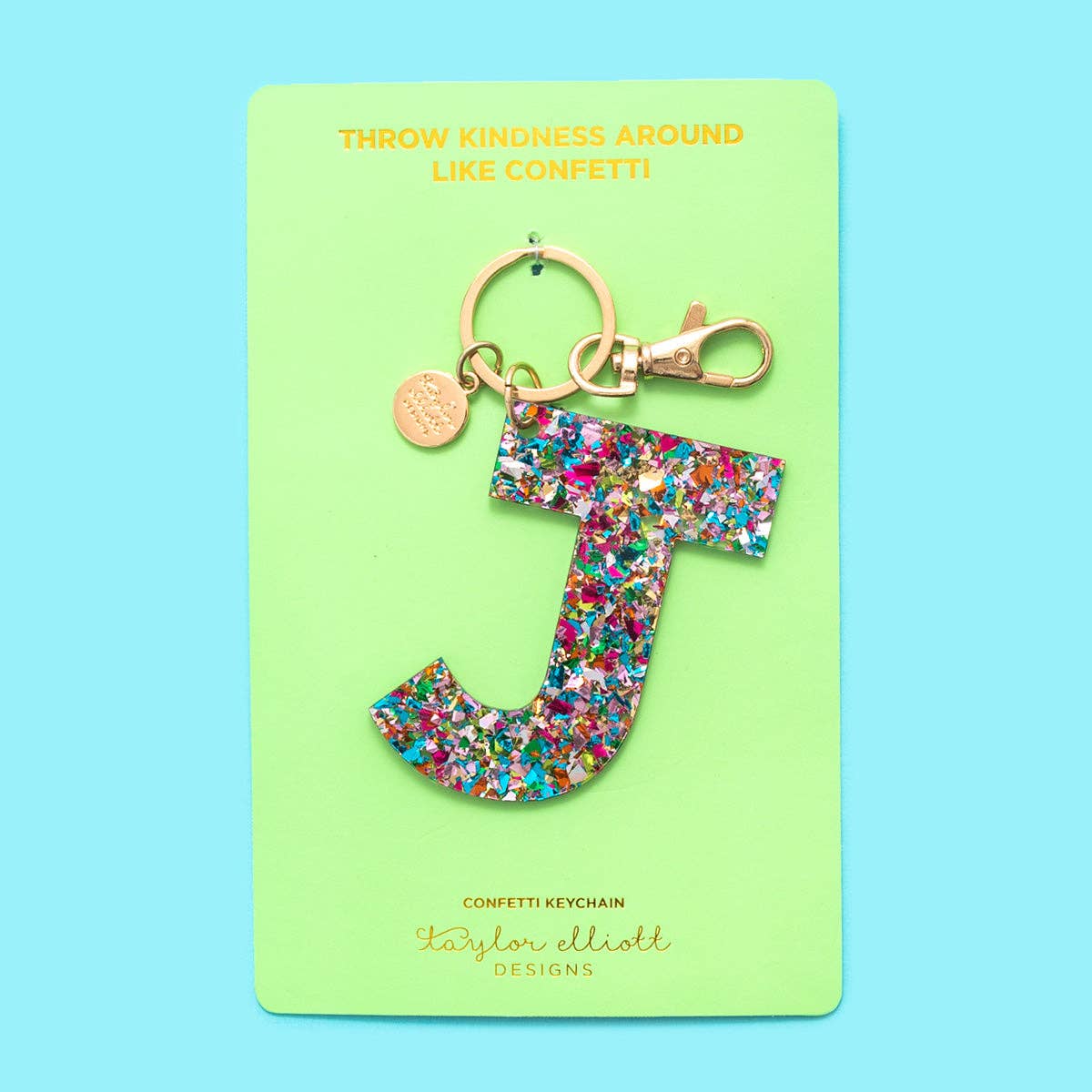 Keychain - Letters A - Z - Colorful Confetti - Each