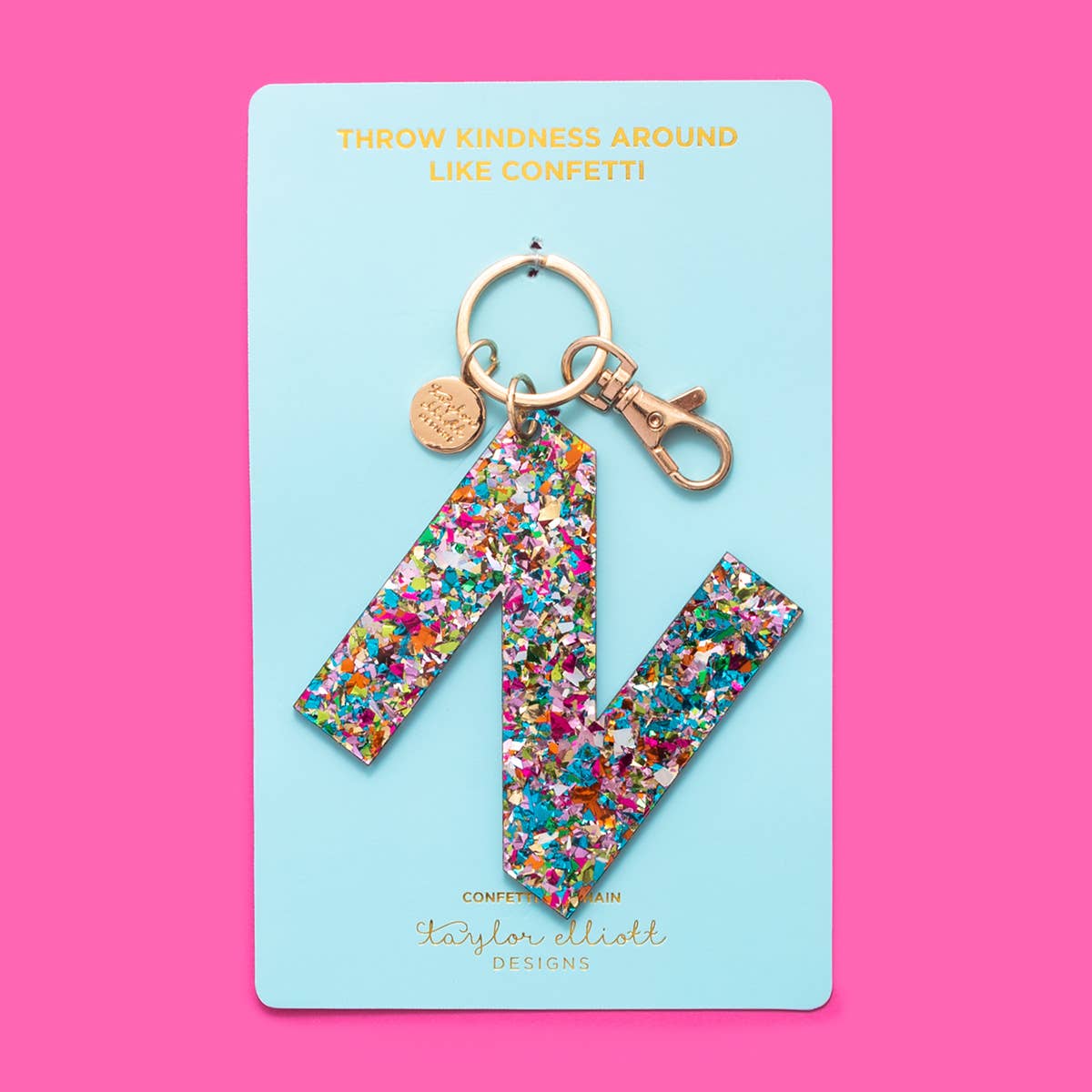 Keychain - Letters A - Z - Colorful Confetti - Each