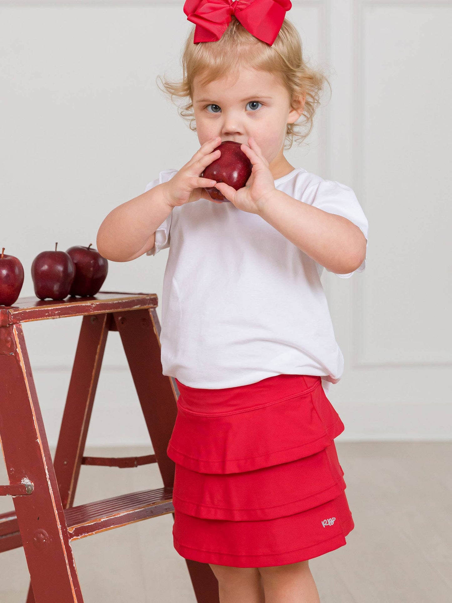 Girls Red Tiered Active Skort