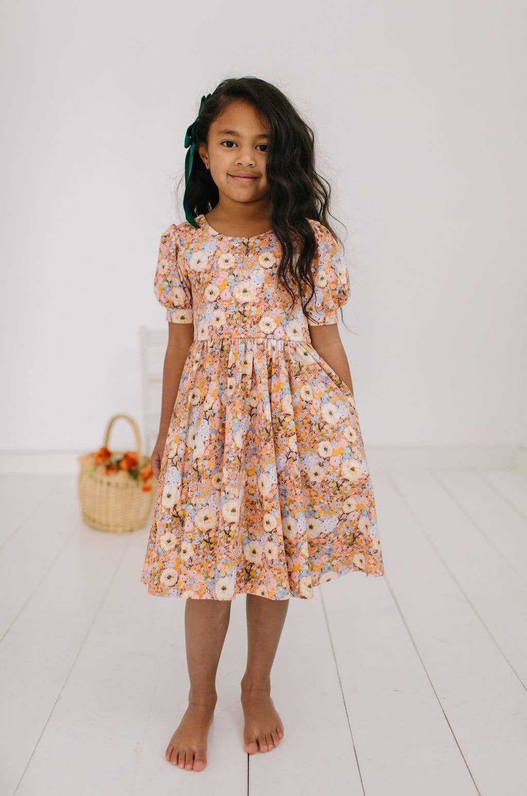 Puff Twirl Dress in Pumpkin Bouquet