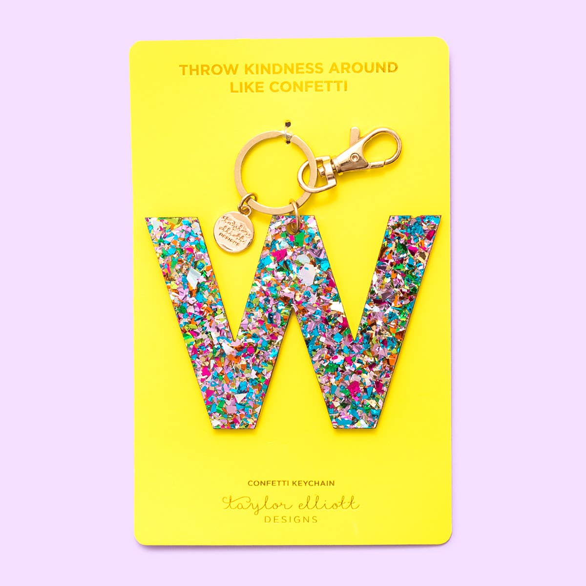 Keychain - Letters A - Z - Colorful Confetti - Each