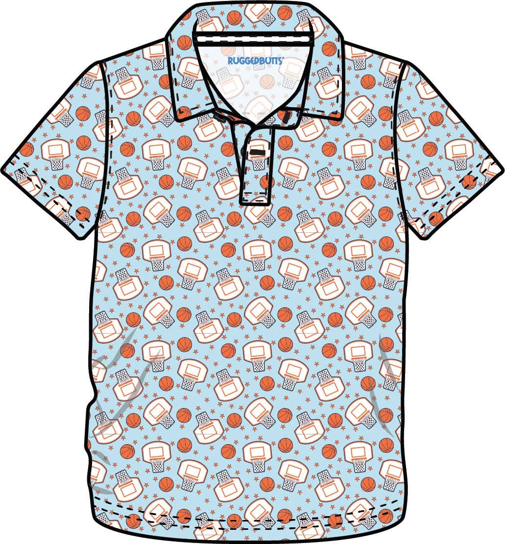 Boys Basketball Star Knit Short Sleeve Performance Polo