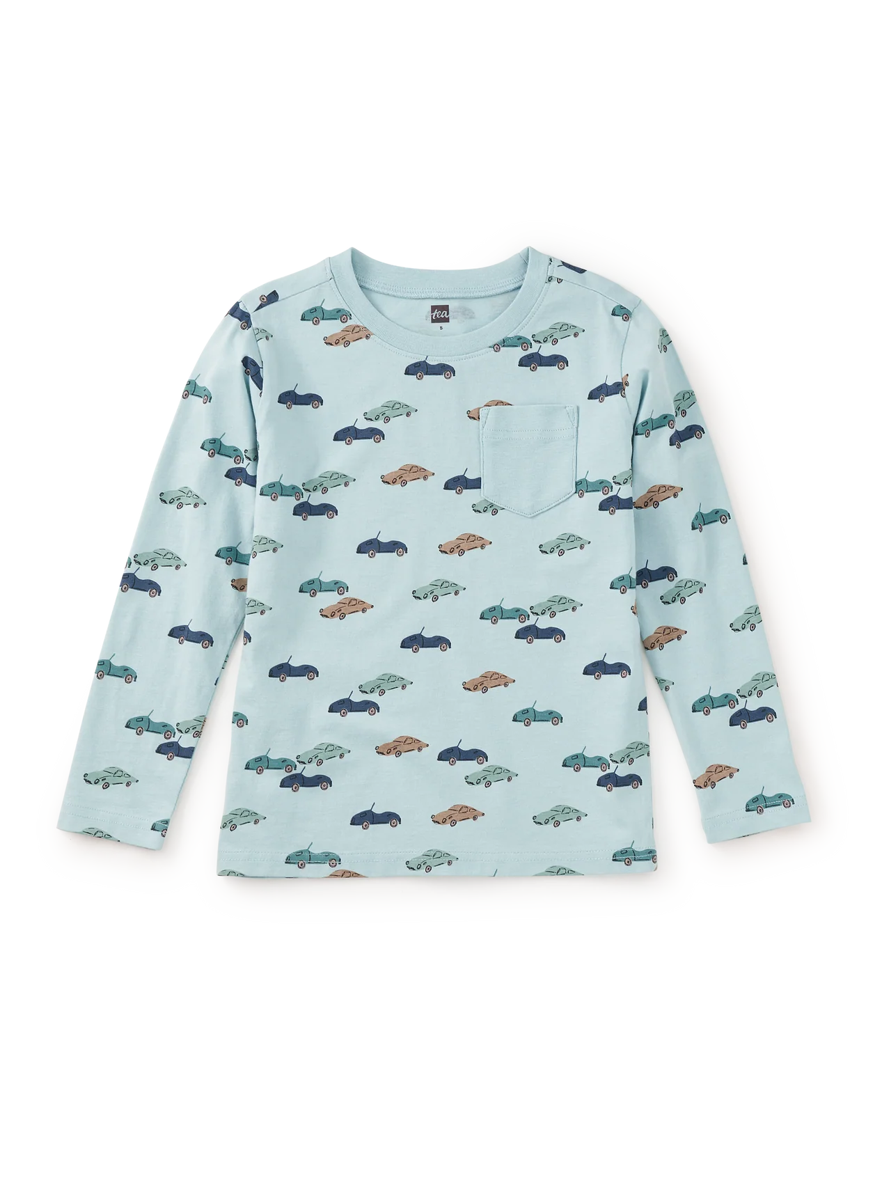 Long Sleeve Printed Pocket Tee- mini cars