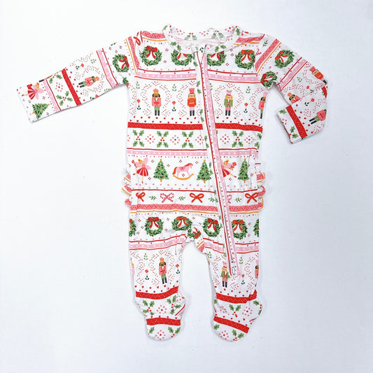 Sugar Plum Fairy Nutcracker Pink Zipper Footie