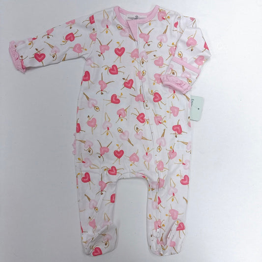 Dancing Hearts- Ruffle Zipper Footie