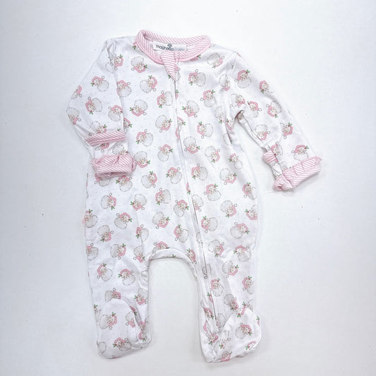 Santa Baby- Printed Zipper Footie Pink