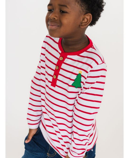 Christmas Tree Red Stripe l/s Henley