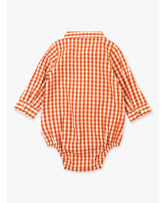 Classic Rust Gingham l/s Button Down Bodysuit