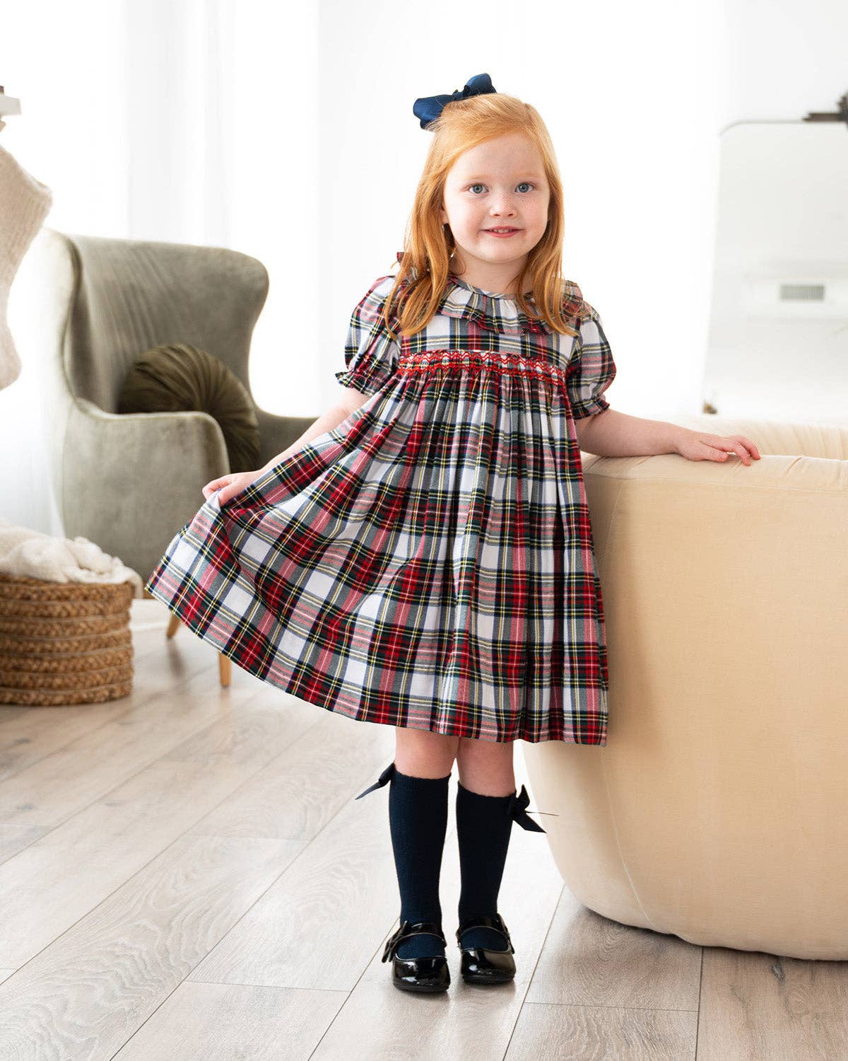 Highland Holiday Plaid Smocked Dress