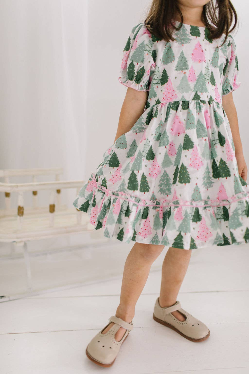 Aura Poplin Dress in Christmas Tree | Girls Dress