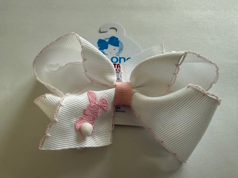 Med moonstitch pink bunny bow