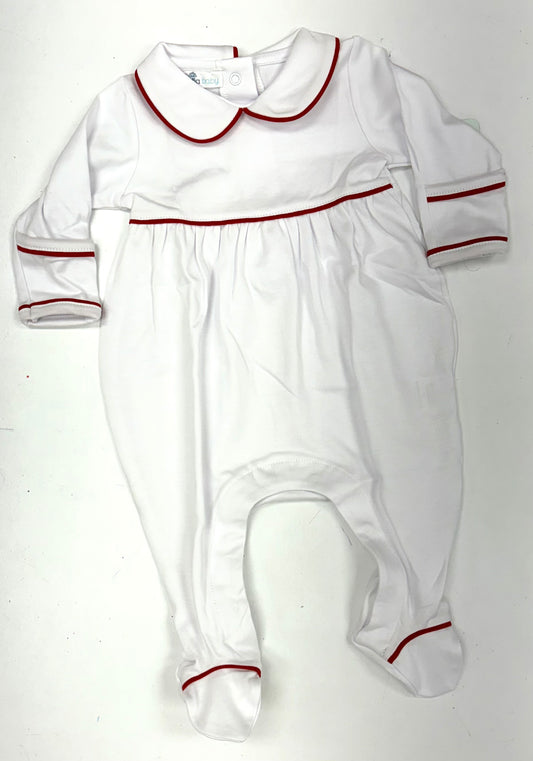 Red & White Essentials- Collared Girl Footie