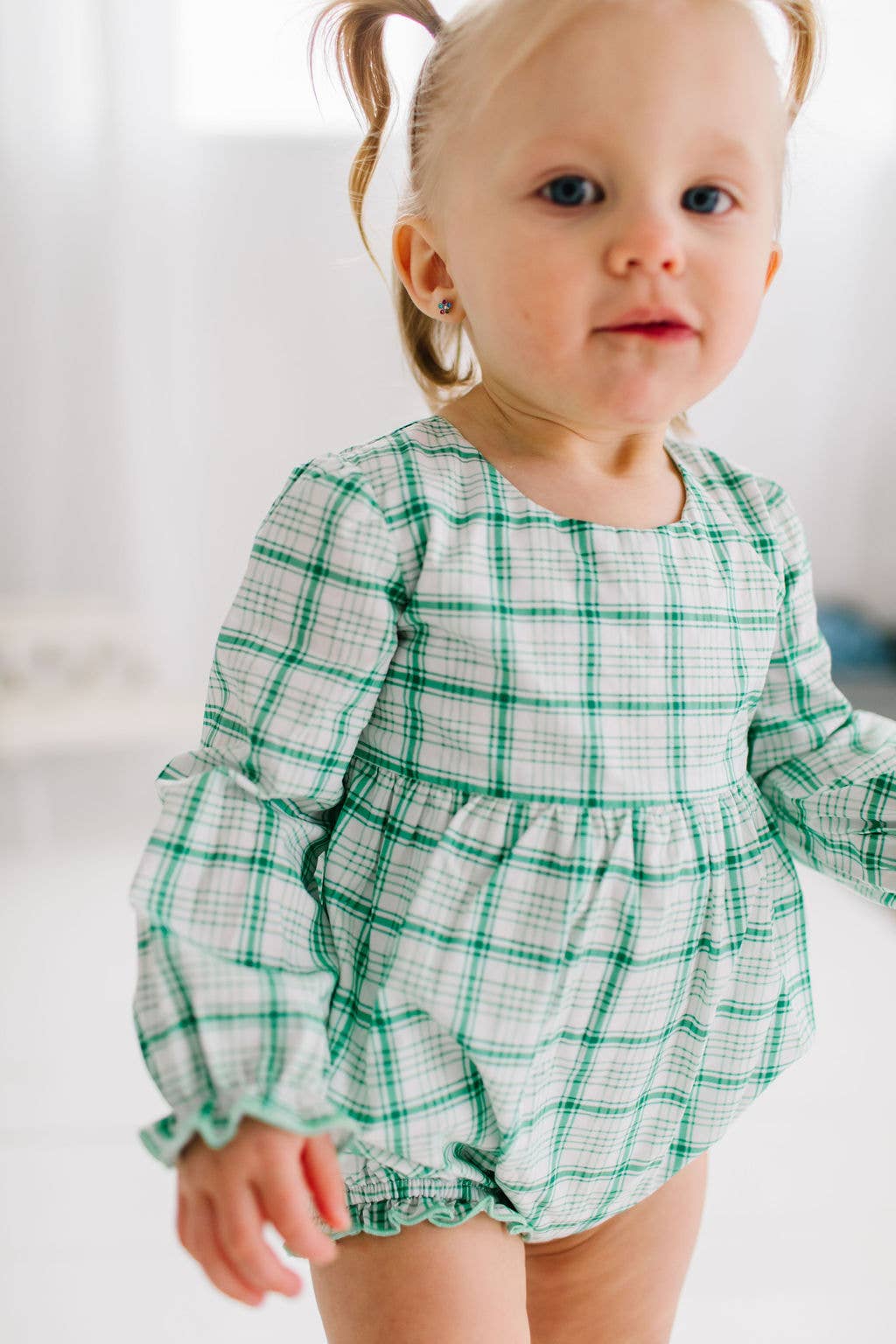 Thalia Poplin Romper in Winter Plaid | Baby Clothing
