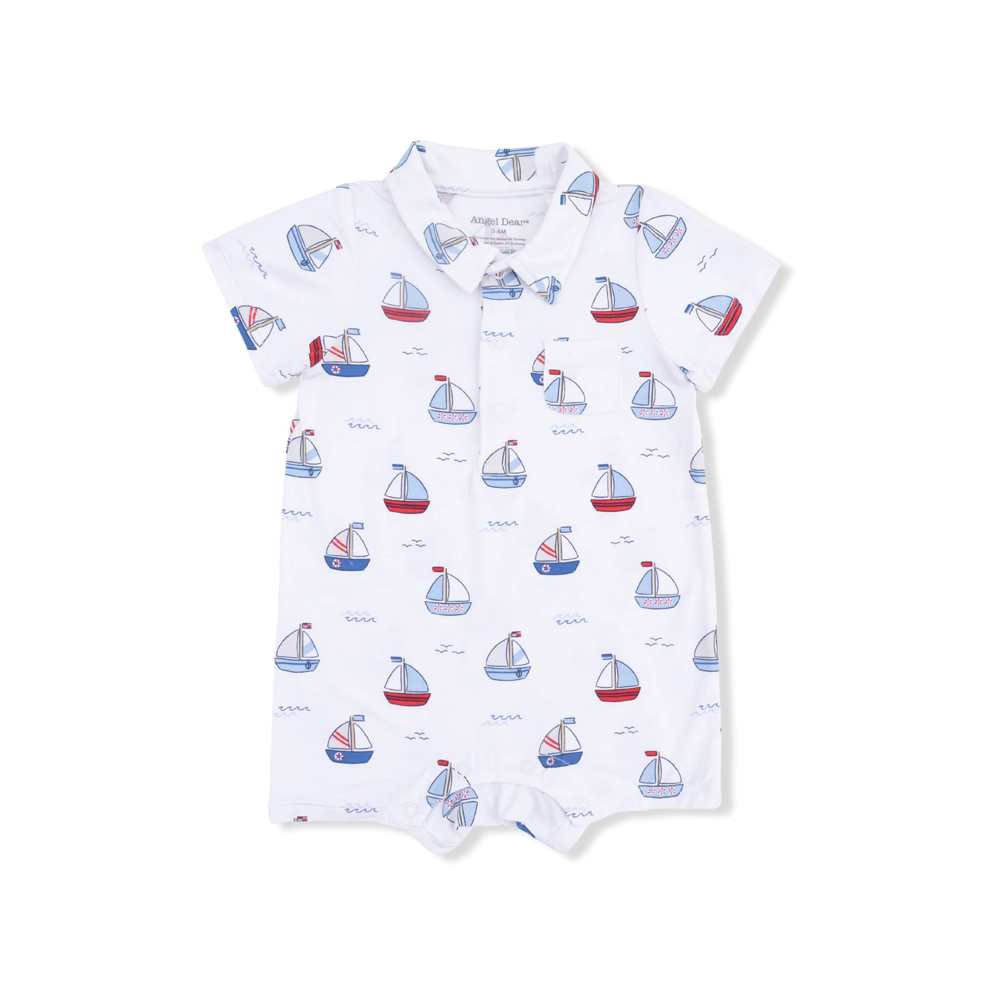 Bubbly Sailboats Polo Shortie - Blue