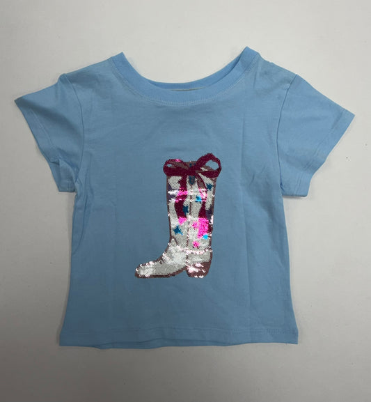 Rodeo Sequin Bow Boot Light Blue Boxy