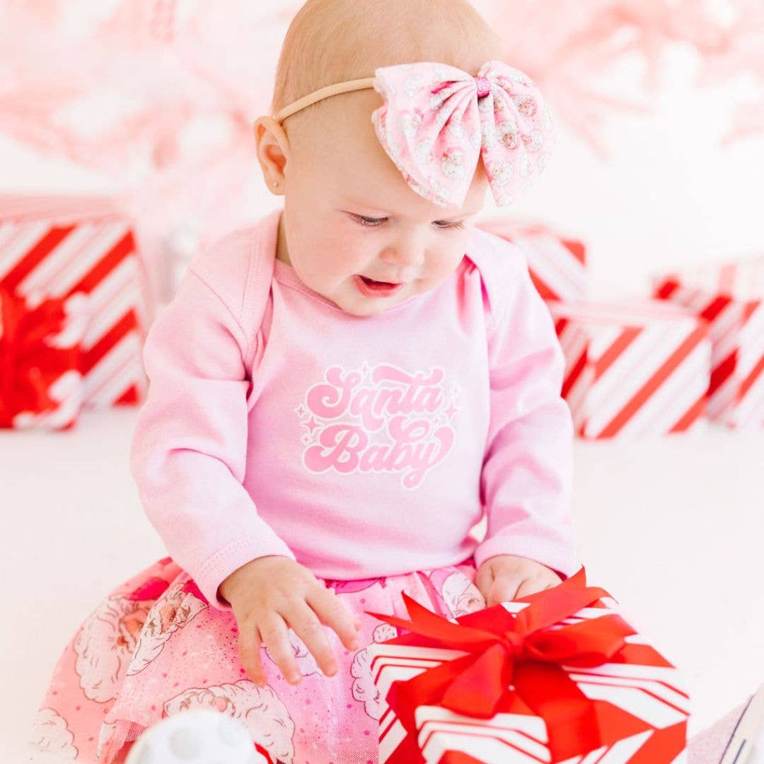 Retro Santa Christmas Tulle Bow Baby Headband - Hair Bows