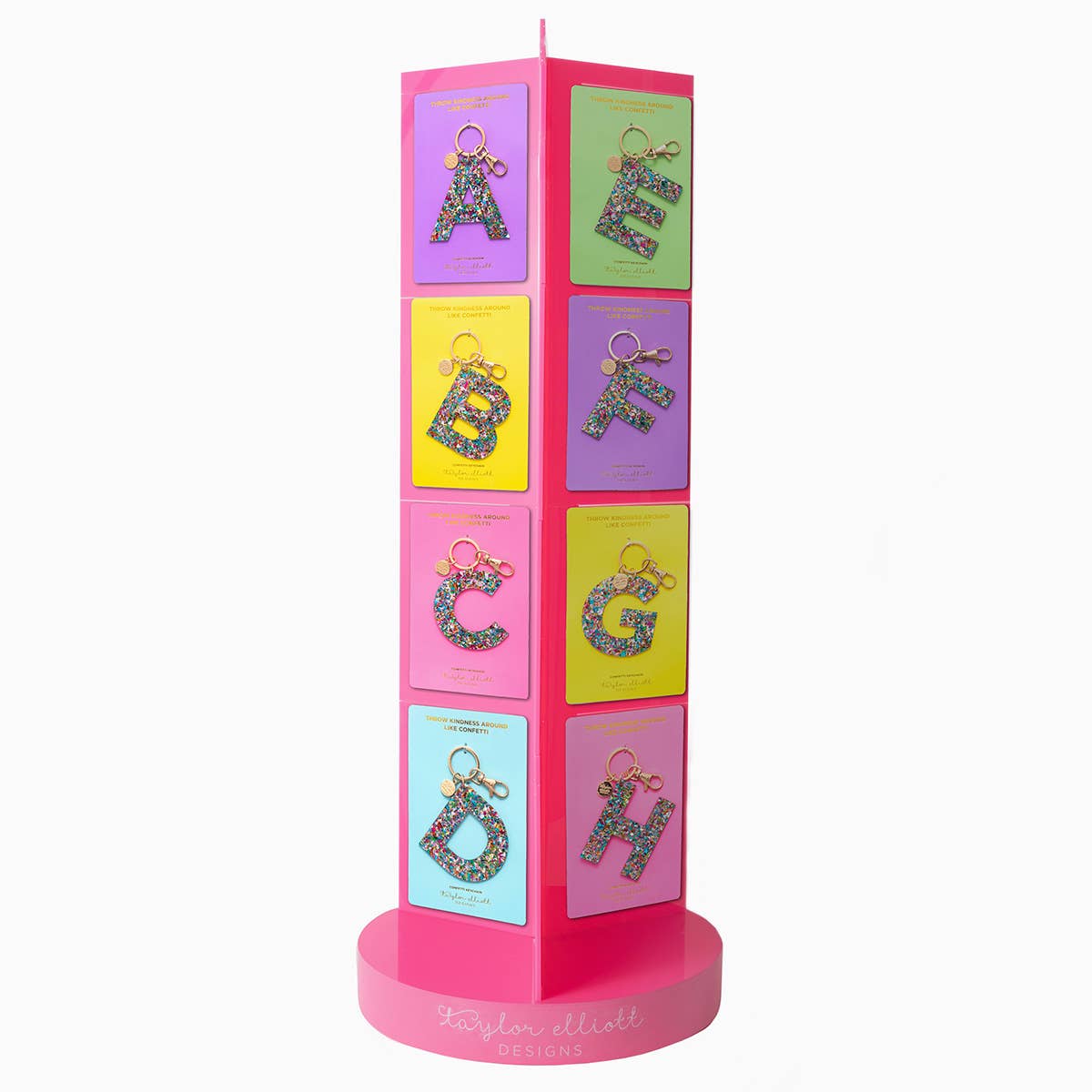 Keychain - Letters A - Z - Colorful Confetti - Each
