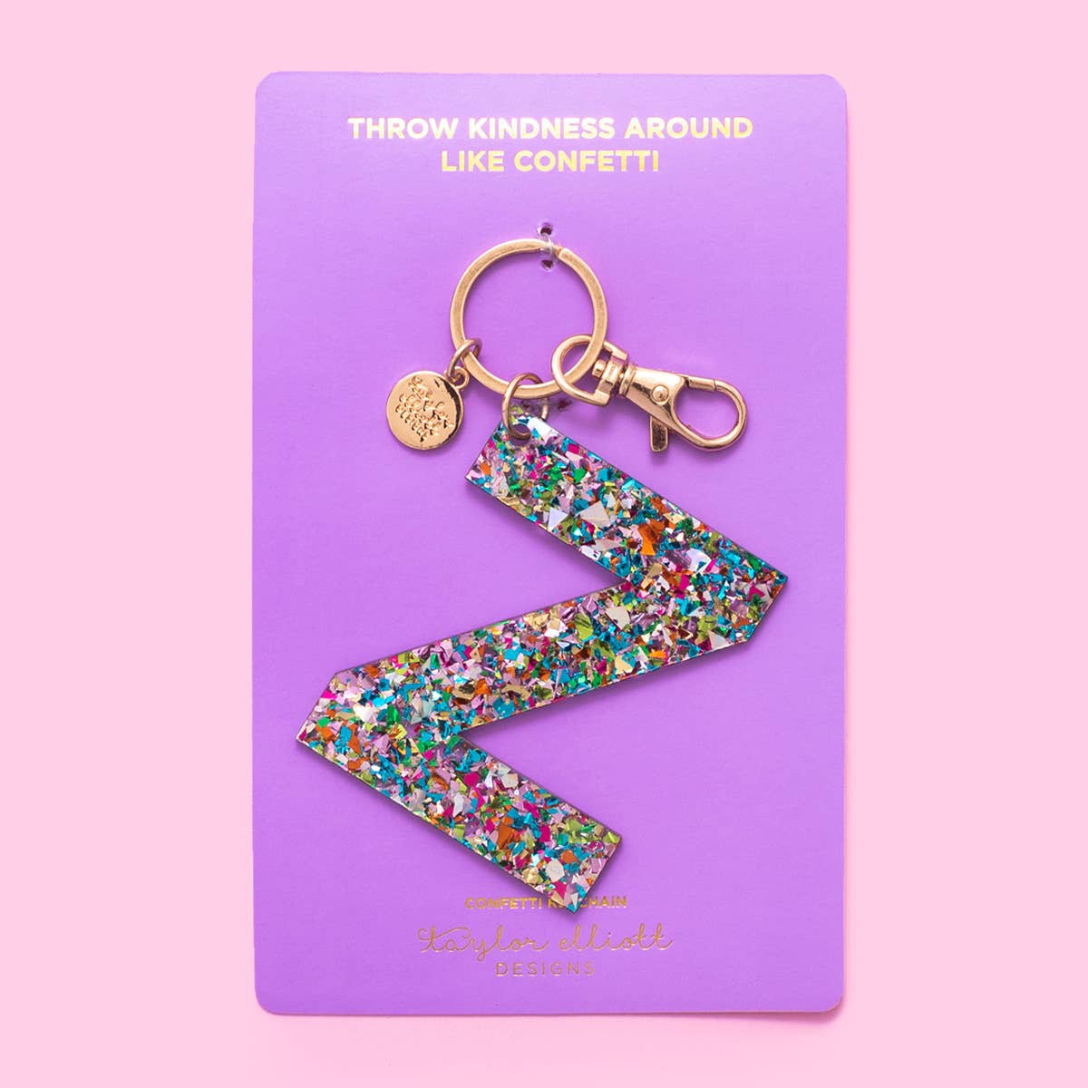 Keychain - Letters A - Z - Colorful Confetti - Each