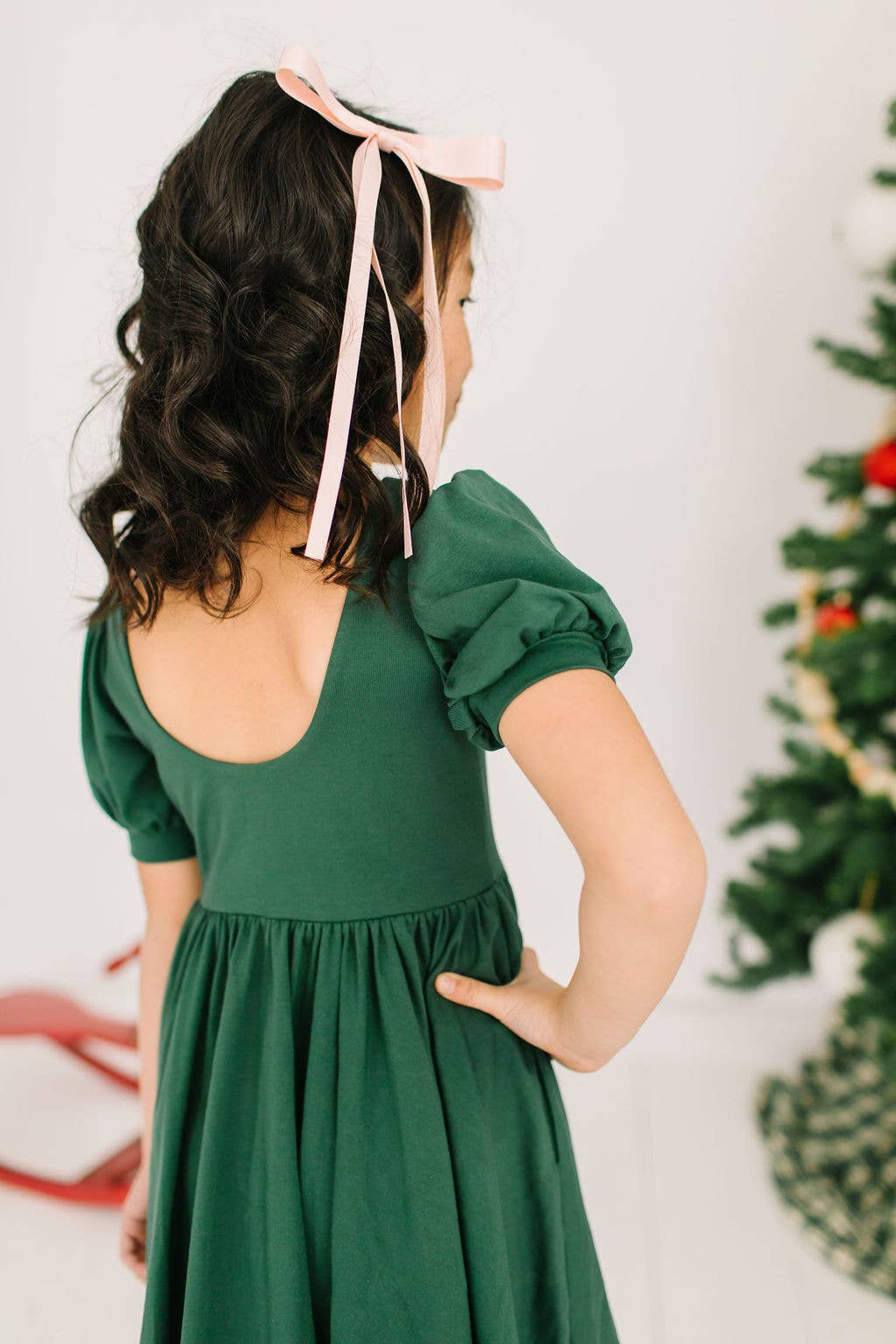 Puff Twirl in Evergreen | Girls Twirl Dress