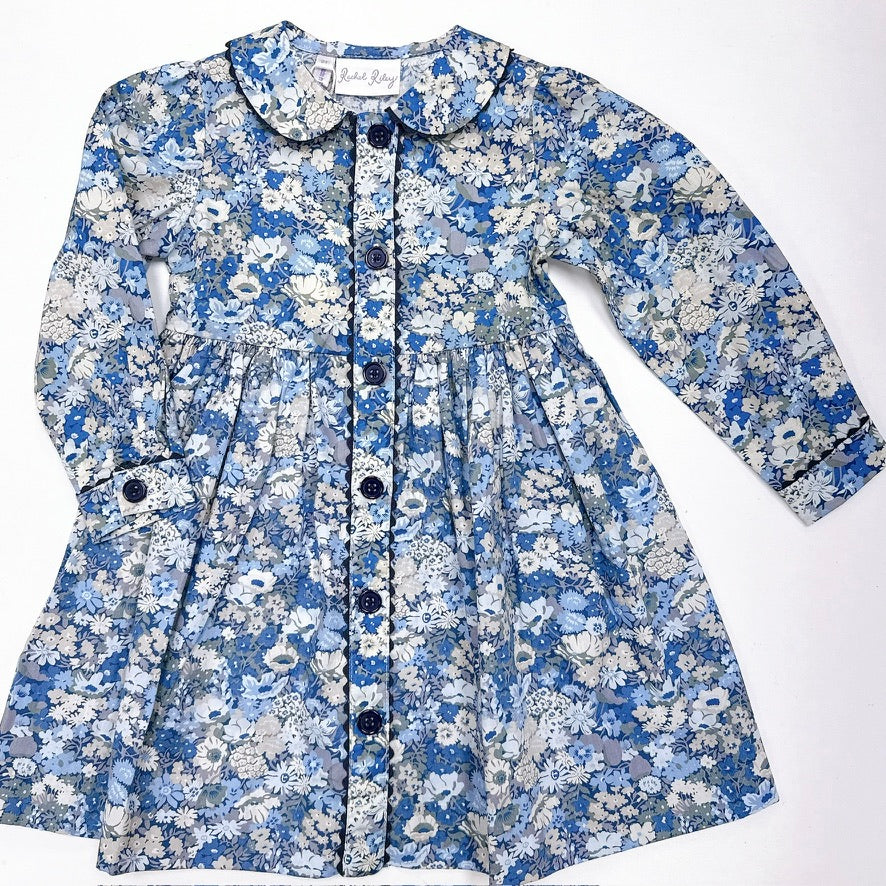 Blue Floral Button- Front Dress