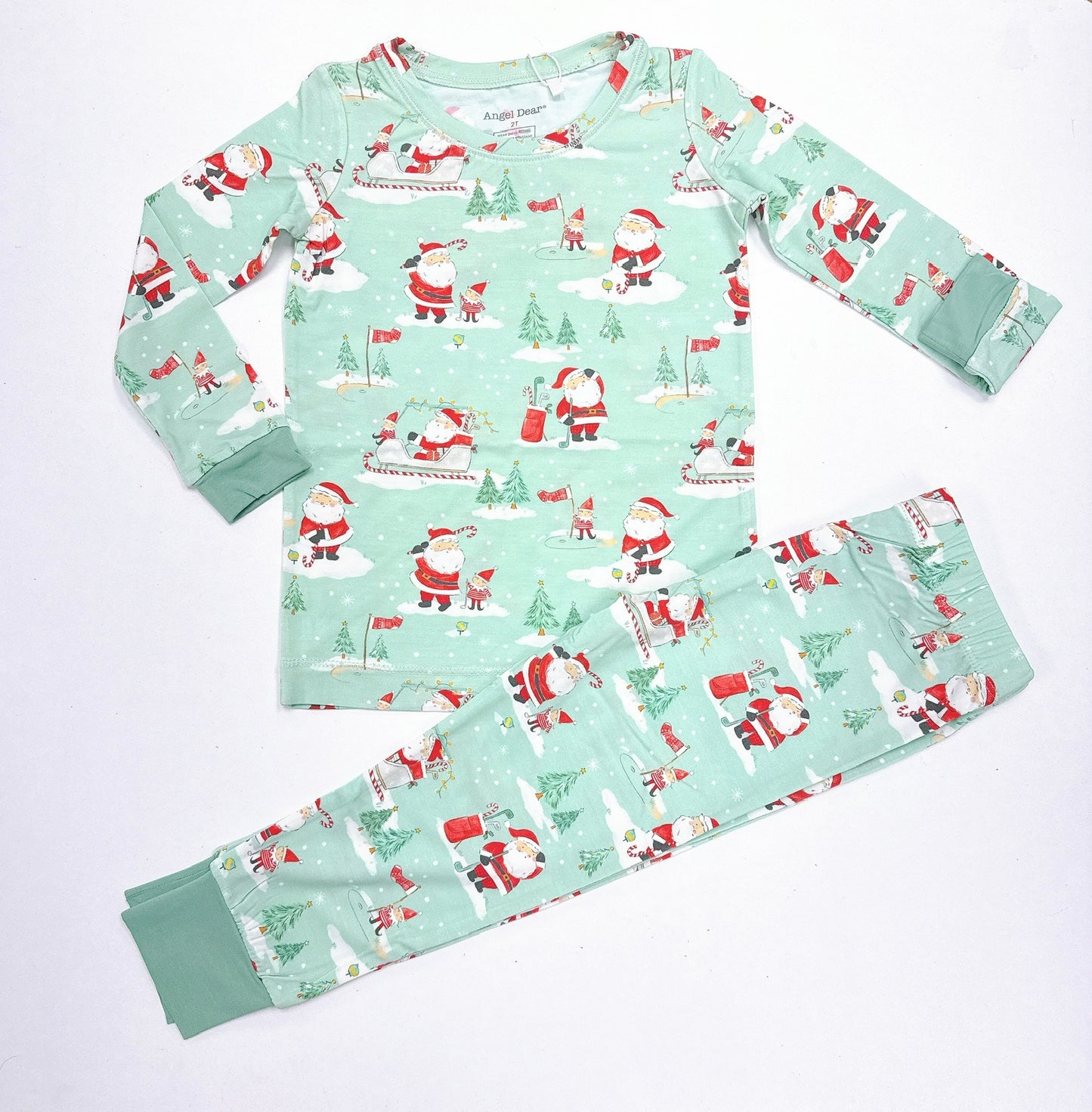 Golfing Santa and Elves Green Loungewear Set