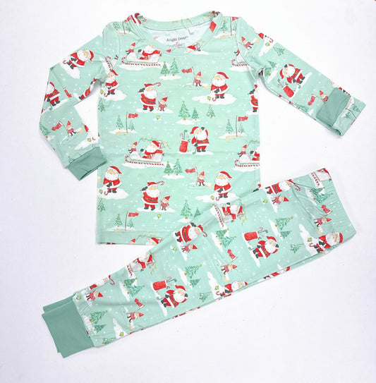 Golfing Santa and Elves Green Loungewear Set