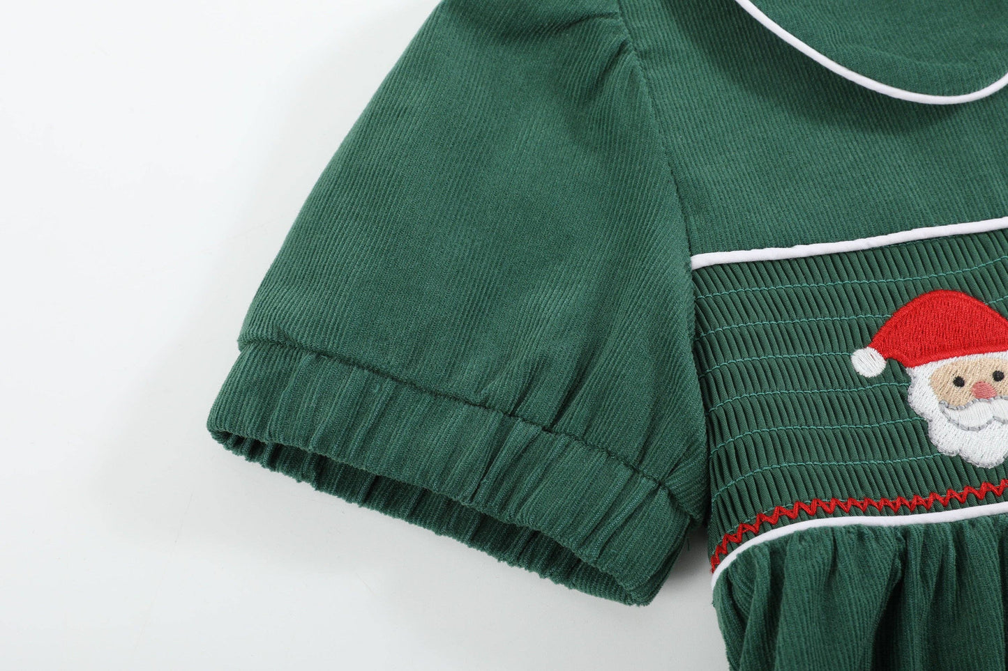 Green Corduroy Santa Smocked Dress