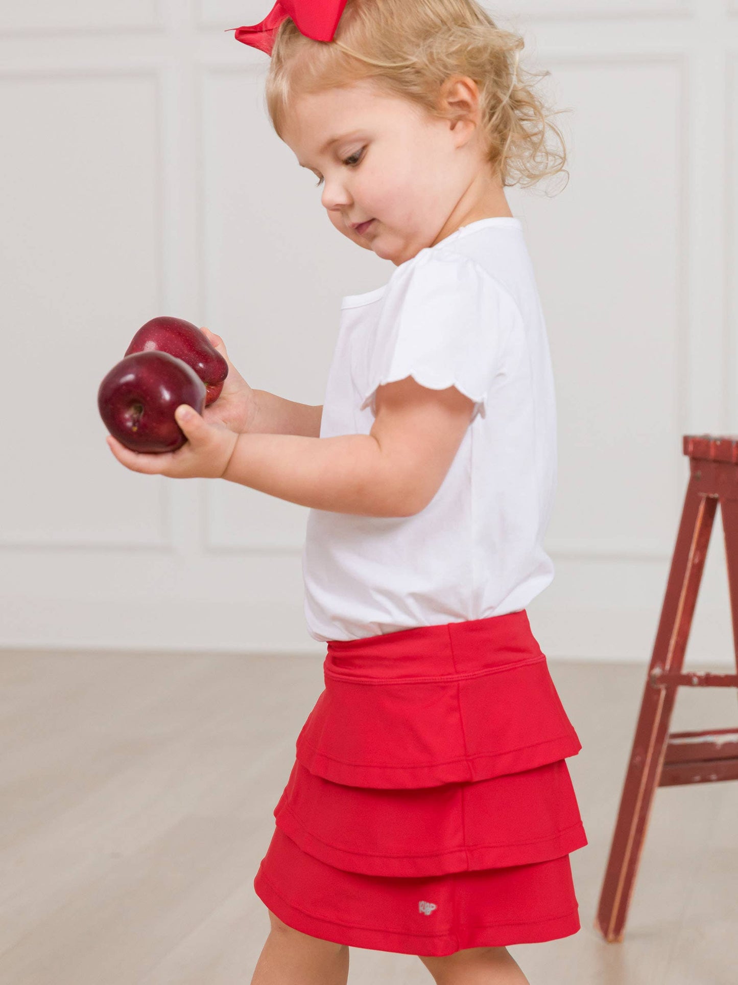 Girls Red Tiered Active Skort
