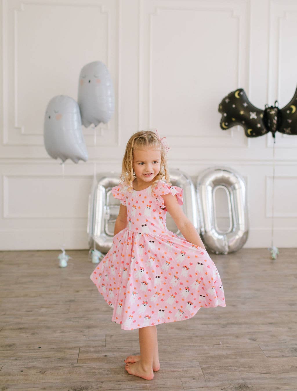 Olivia Dress in Floral Ghost | Girls Halloween Dress 