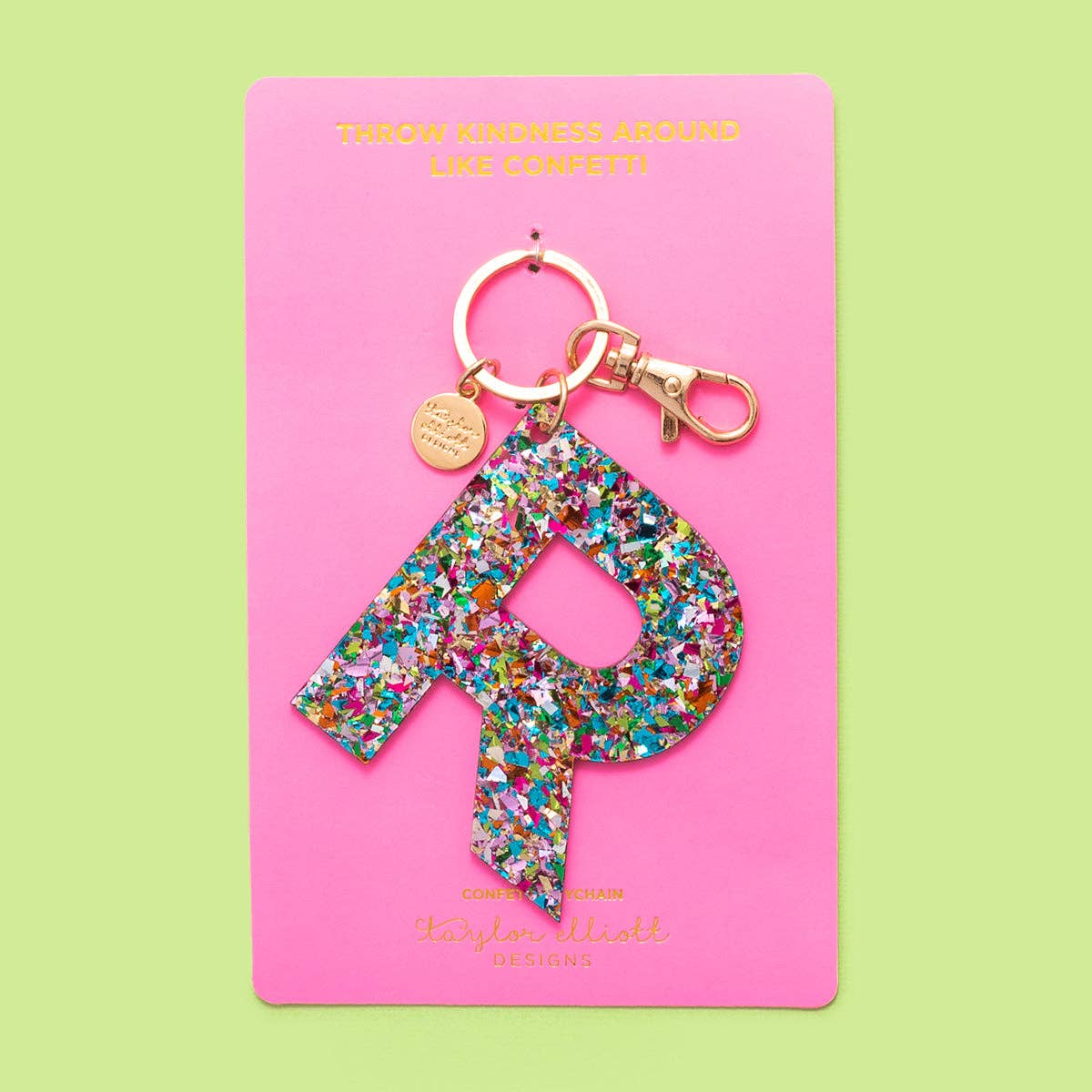 Keychain - Letters A - Z - Colorful Confetti - Each