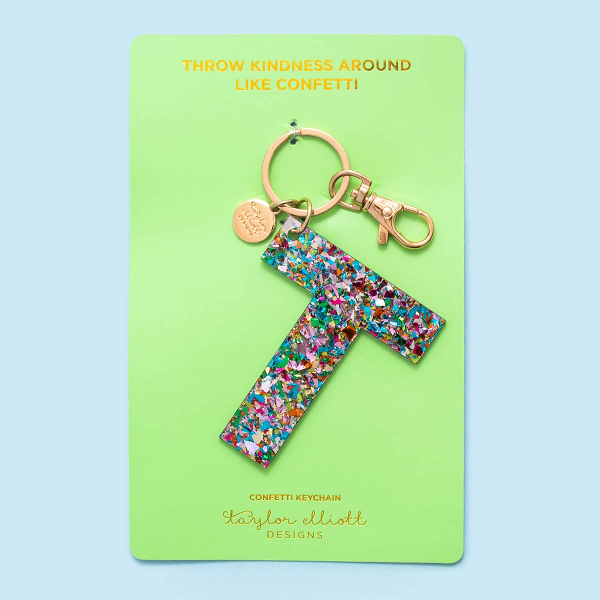 Keychain - Letters A - Z - Colorful Confetti - Each