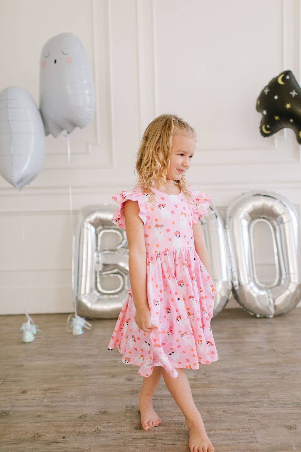 Olivia Dress in Floral Ghost | Girls Halloween Dress 