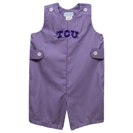 TCU Hornerd Frogs Embroidered Purple Gingham Boys Jon Jon